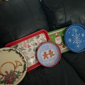 Festive Holiday Serving Trays Set